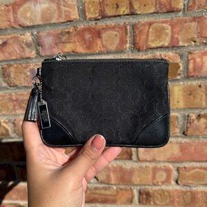 Vintage Coach Y2K Black Signature Wristlet with Tassel